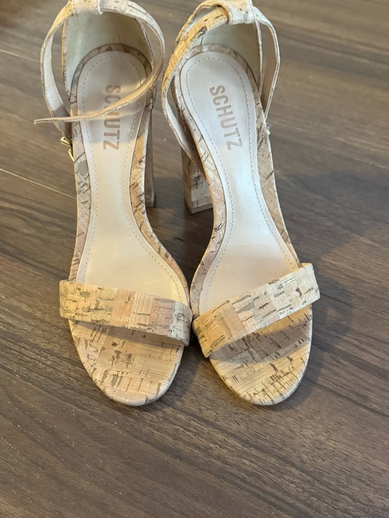 SCHUTZ Shoes - SCHUTZ Cork Strap Block Heel Sandals in Natural Cork